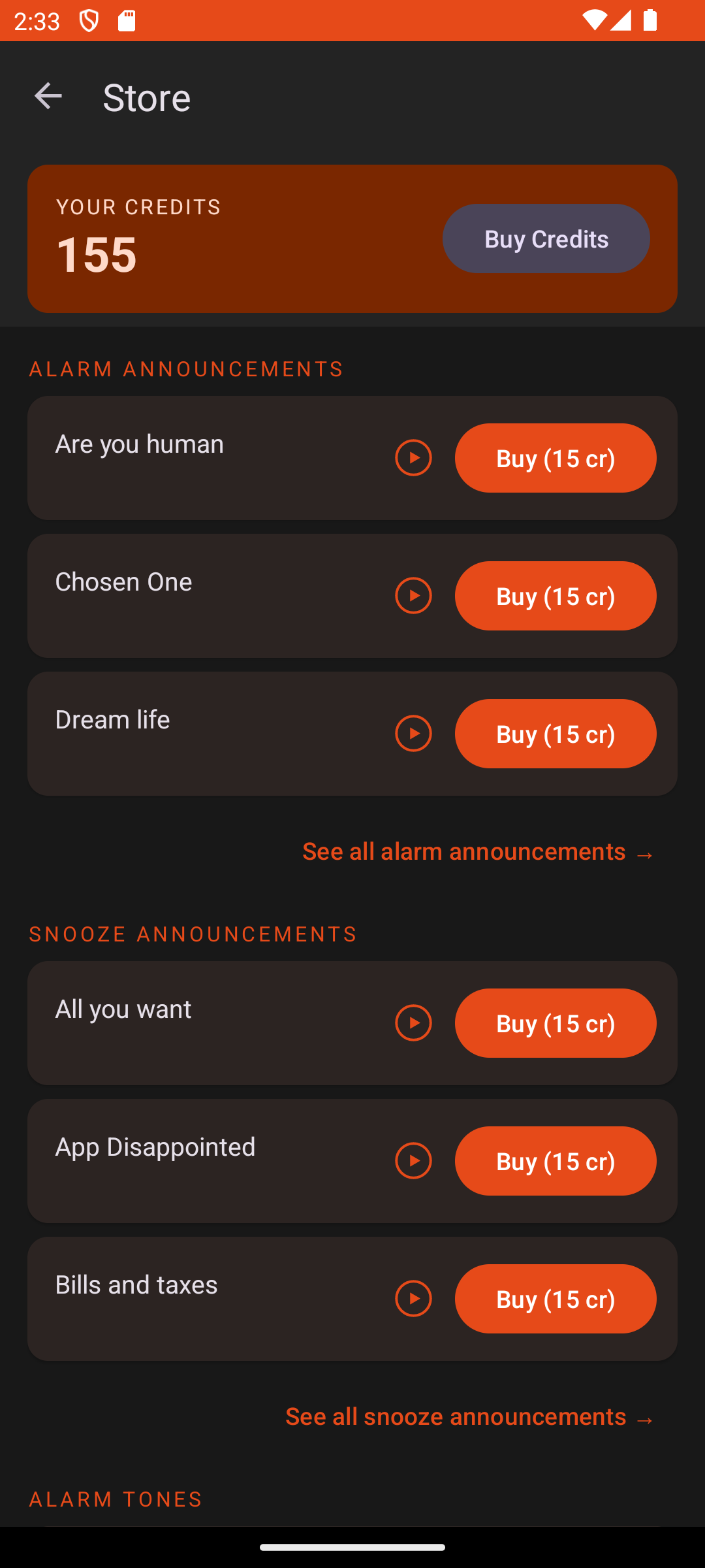 Alarm Announcer Pro — in-app store