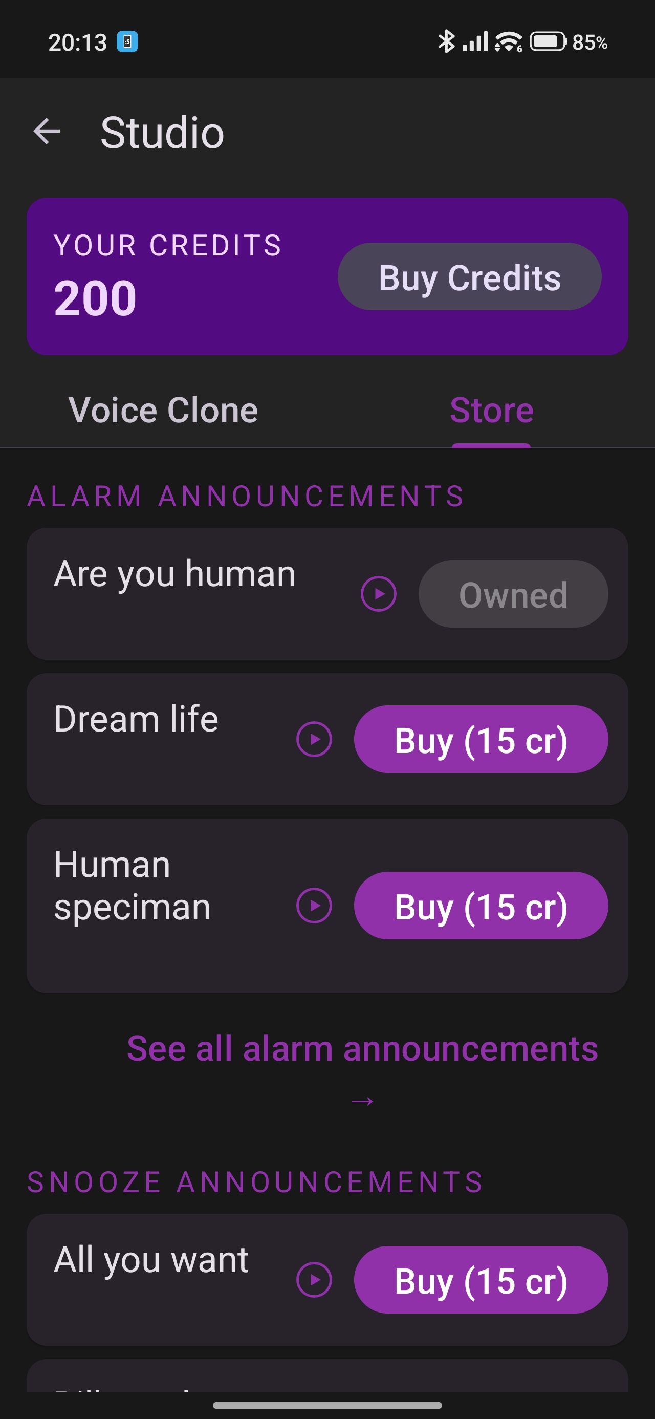 Alarm Announcer Pro — in-app store