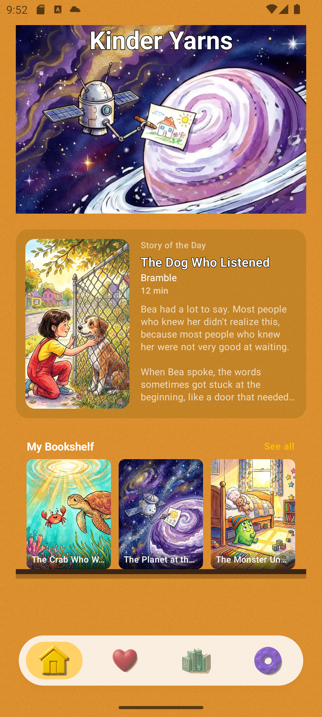 Kinder Yarns — Android home